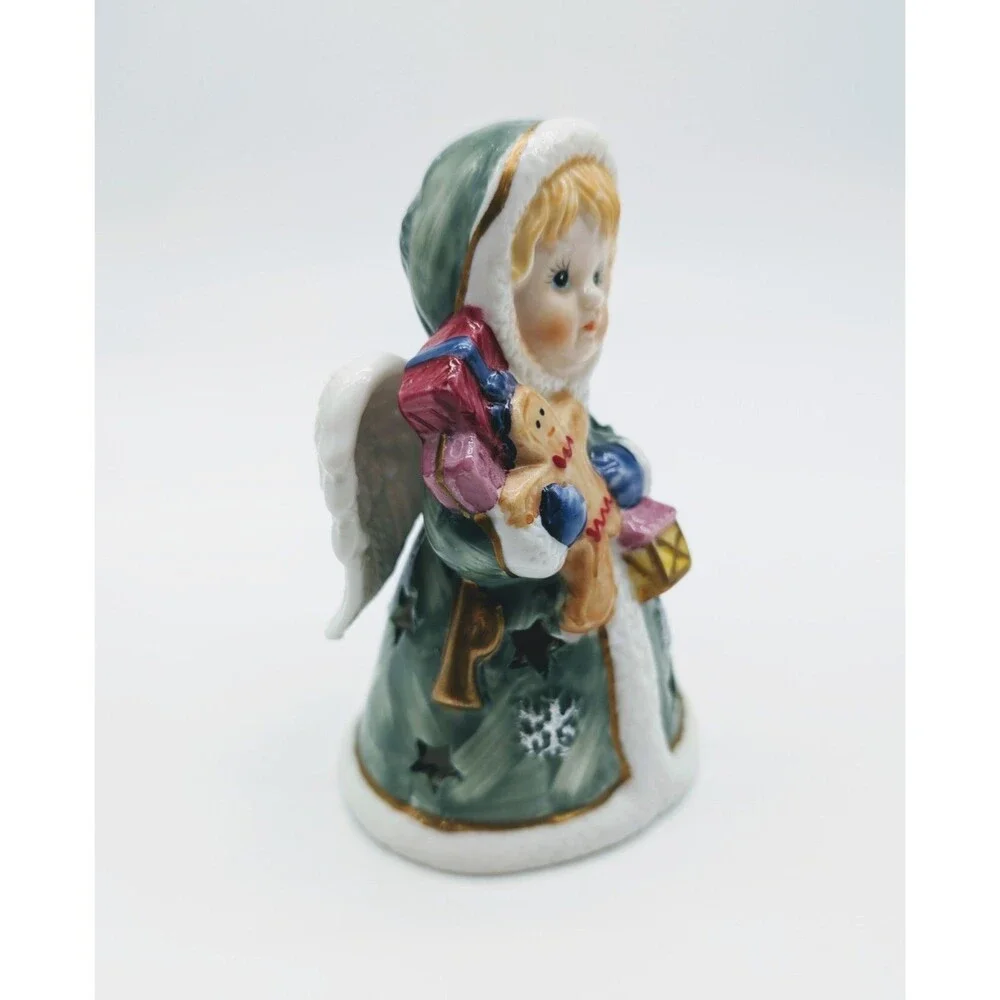 VTG Ceramic Snow Blond Angel Candle Lamp Tea Lite Votive Christmas Winter